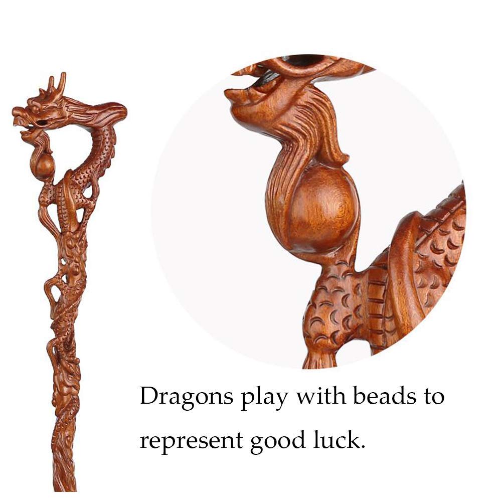 Amazon.co.jp: 滑り止めベースの杖を備えた天然木製杖手動彫刻（Color2